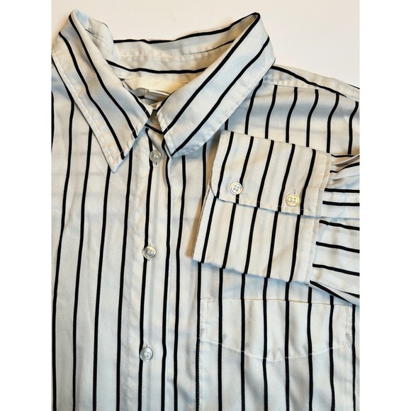 H&M Women's Extra Large XL Button Down Shirt Top White Black Striped - Picture 1 of 5
